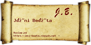 Jáni Beáta névjegykártya