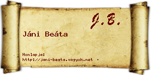 Jáni Beáta névjegykártya
